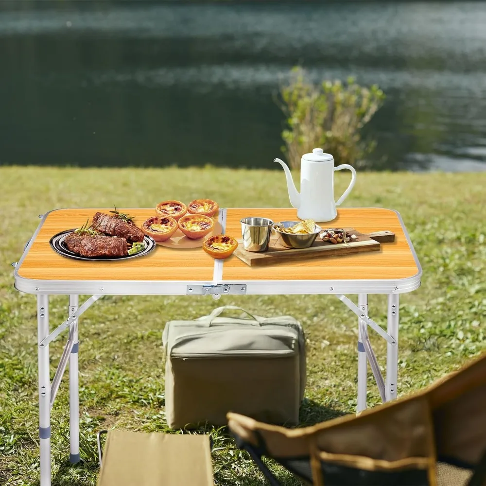 3ft Camping Tables Fold Up Lightweight, Folding Table Camping Table for Outdoor Camp Picnic Beach RV Backyards Kitchen BBQ, Port