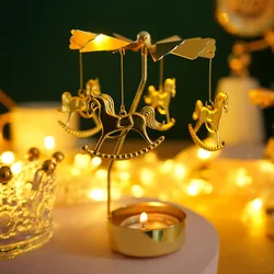 Romantic Rotating Candlesticks 2023 Rotation Spinning Carrousel Walklight Candle Holder Dinner Christmas Party Favors Decoration