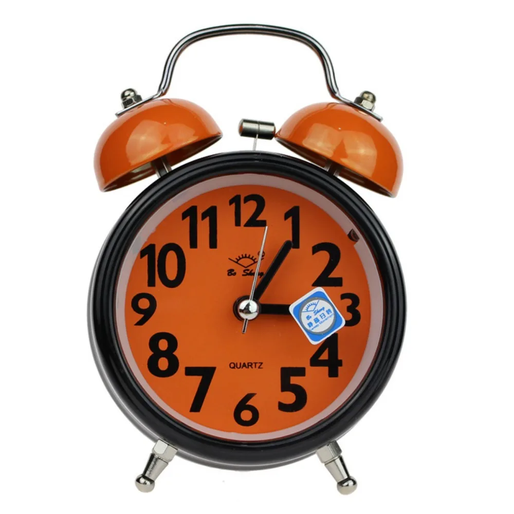Multicolor Double Bell Alarm Clock 3 Inch Mute Type Luminous Alarm Clock Light Blue Color Double Bell Design Bedside Alarm Clock