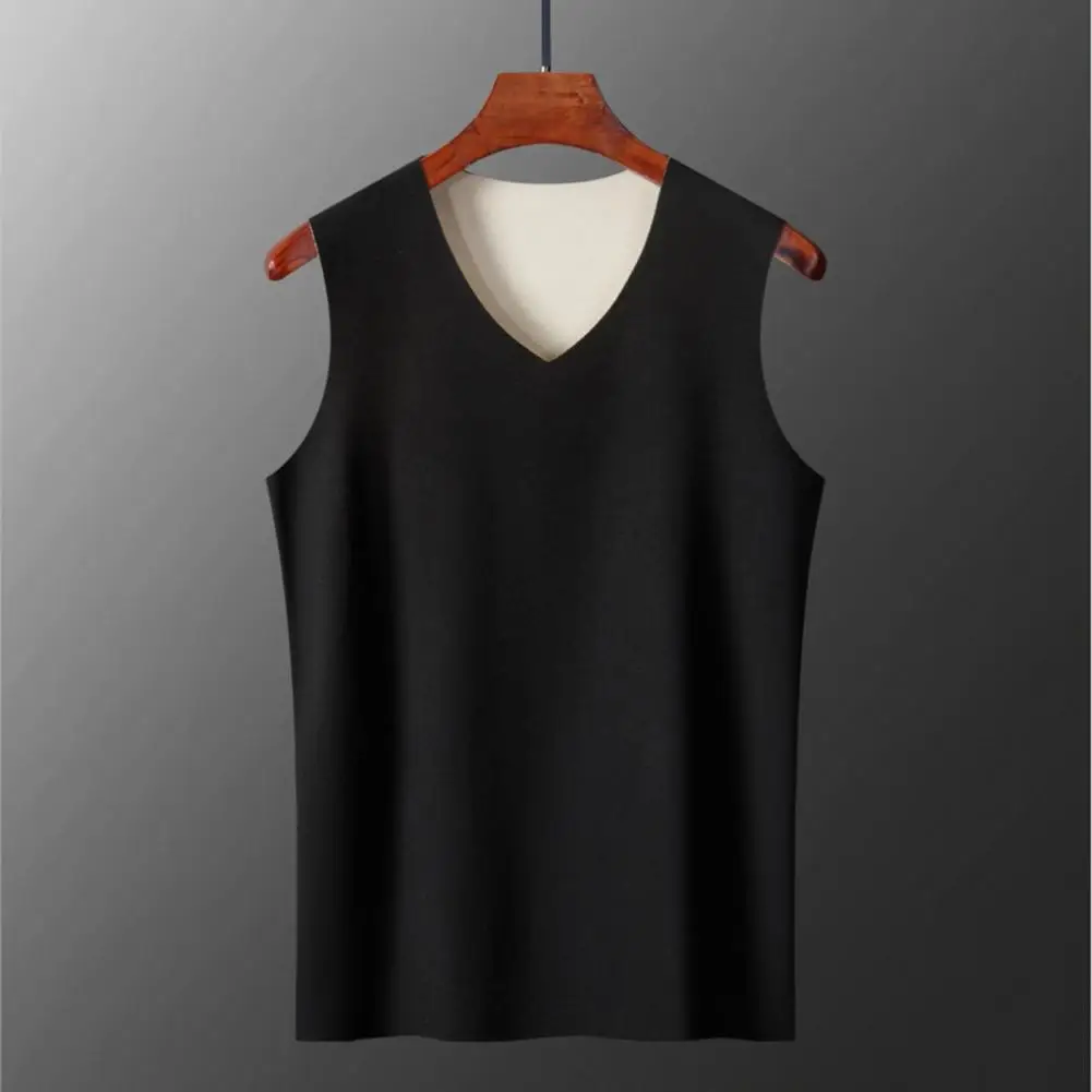 Thermal Pull-over Vest Men's Seamless Thermal V-neck Vest Slim Fit High Elasticity Cold-proof Underwear for Winter Fall