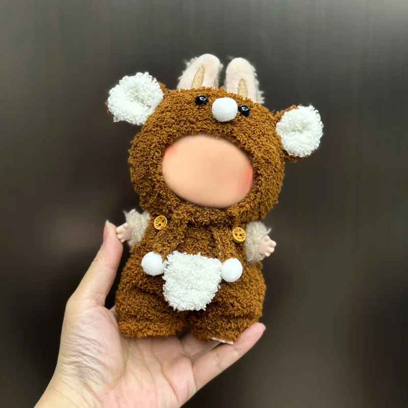 Mais novas roupas de bonecas para 17cm labubu v2 v1 terno engraçado pano de inverno acessórios de presente de natal (sem boneca, sem sapatos)