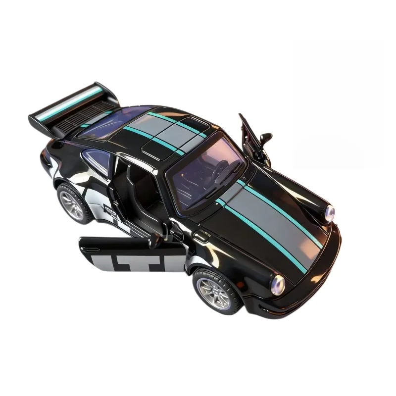1/36 retro racing coupé alloy die-casting toy car, rewindable, with doors, collectible car model - view 4