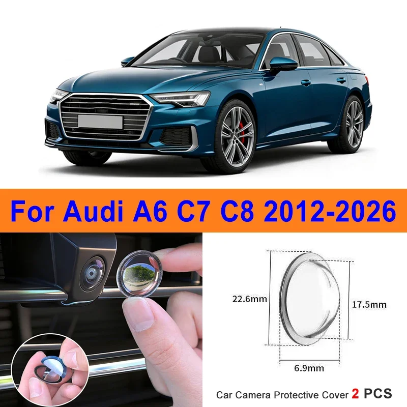 

360 Reverse Image Car Camera Cover Anti-Scratch PC Lens Protector Stickers For Audi A6 C7 C8 2012-2026 2Pcs
