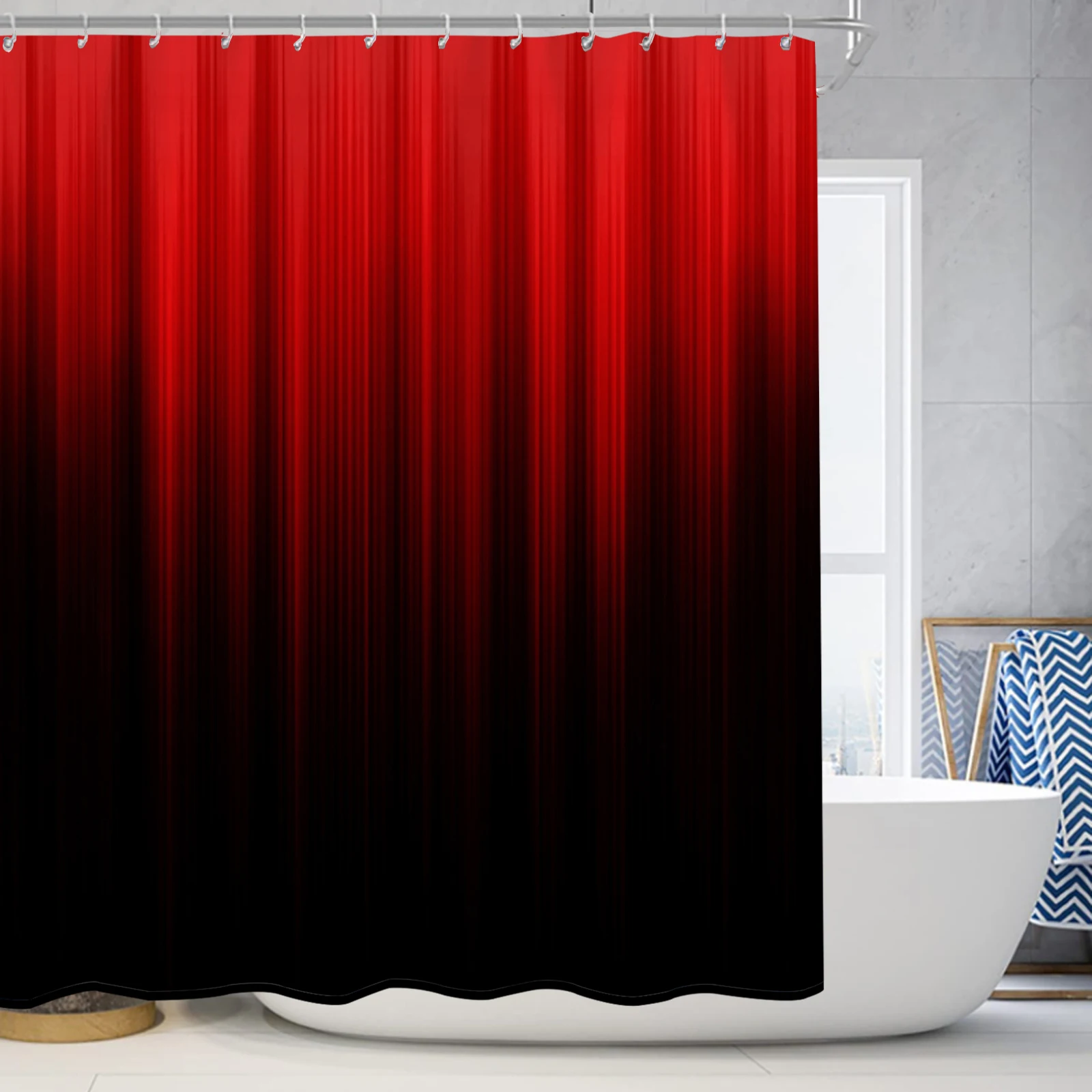 Simple gradient pattern print shower curtain modern waterproof shower curtain polyester home décor bathroom curtain with hook