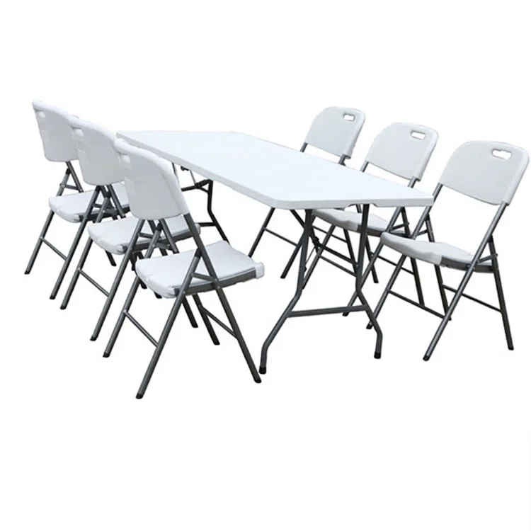 6ft Modern Meeting Plastic Fold Up White Rectangular  Folding Table Outdoor 6ft Wholesale