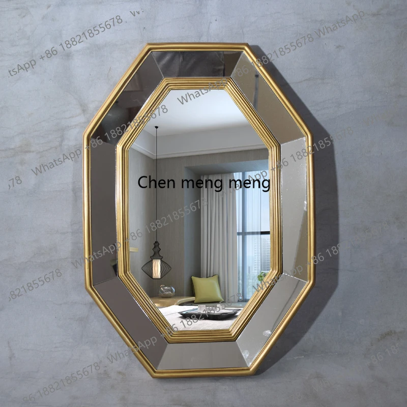 European-style gold special-shaped washstand mirror American wall-mounted bathroom mirror decorative mirror