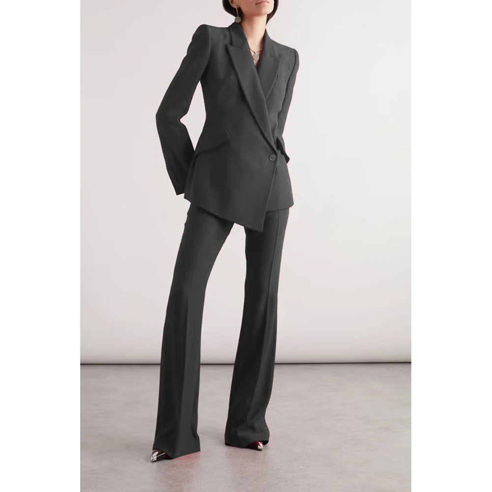 Fato fino de botão único feminino, confortável para negócios e pendulares, elegante, novo, 2 peças, 2024