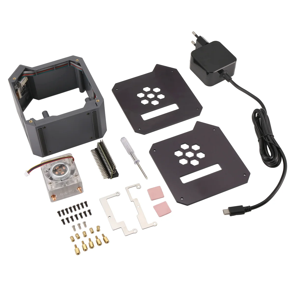 

Hot! Mini Tower Fan with Case Kit with Ice Tower 0.96 Screen Dispaly Power Supply for Raspberry Pi5 EU Plug