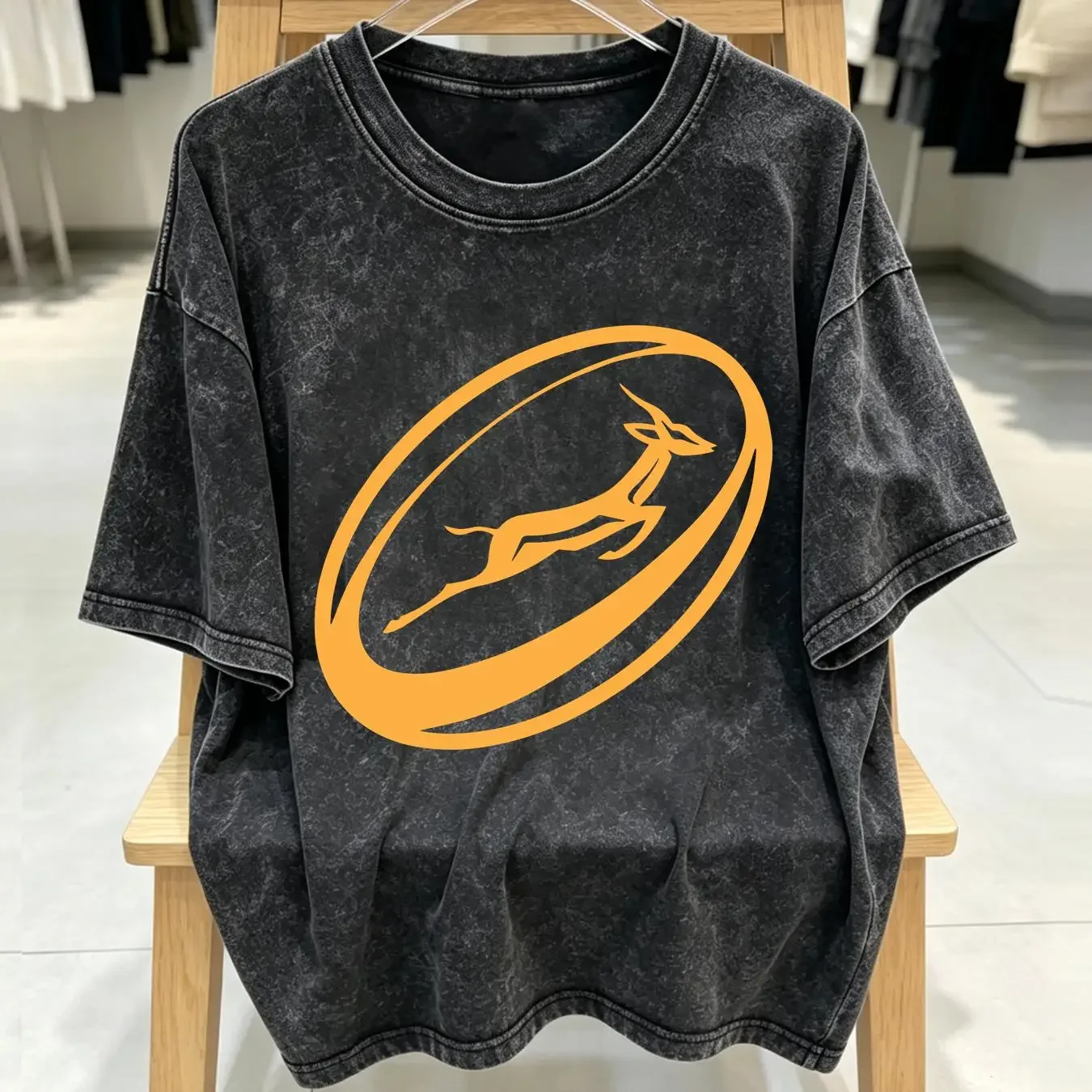 washed T Shirt Springbok Rugby Ball South Africa African Birthday Fathers Day Top vintage Washed Stylish Comfortable Soft
