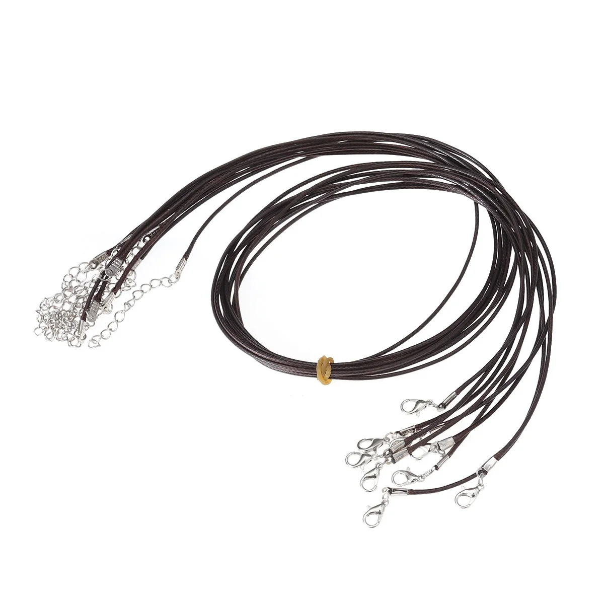 

10 шт., восковой шнур, ожерелье, шнур 60 см, 15 мм, коричневый с удлинительной цепочкой для изготовления браслетов-подвесок, комплект ювелирных изделий своими руками