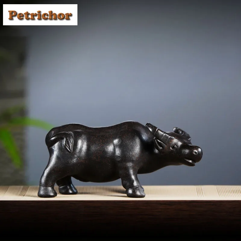 Yixing Purple Clay Bull Tea Pet Antique Tea Games Tea Figurine Play Toys Tea Statue Ornaments Can Be Raised For Tea Workmanship