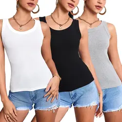 European and American Size Ladies Suspender Vest Sleeveless Top Solid Color Sexy Thread Bottoming Vest for Four Seasons.