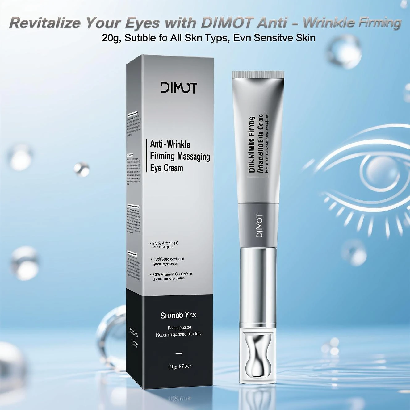 

DIMOT VC Massage Eye Cream Serum Care Removal Anti Puffiness Dark Circles Wrinkle Firming Fade Fine Lines Brighten Eye Bag Gel