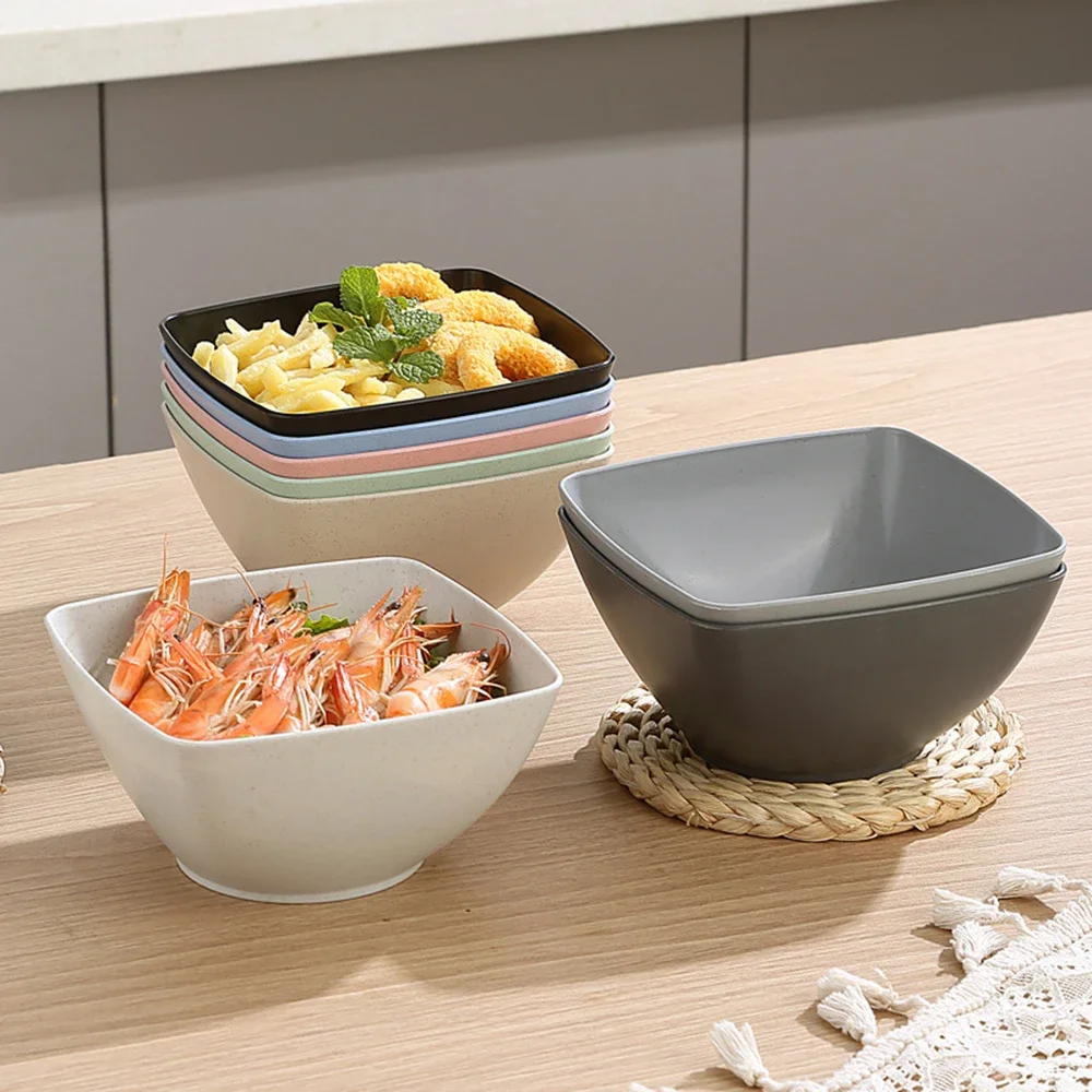1Pc Plastic Household Rice Bowl Nordic Style Large-capacity Noodle Bowl Thickened Wheat Straw Soup Bowls Kitchen Tableware Tools