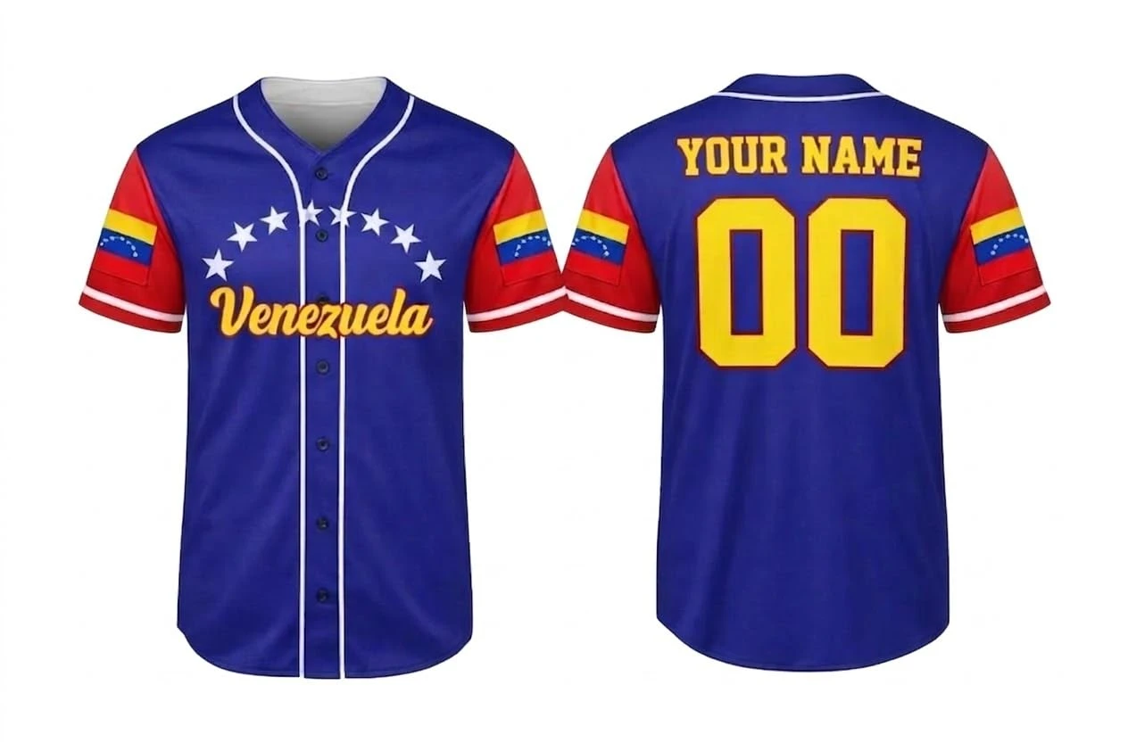 Venezuela Baseball Jersey, Custom Name Number Sports Jersey, Camisa de Beisbol Venezuela Shirt Venezuela Flag Pride Shirt