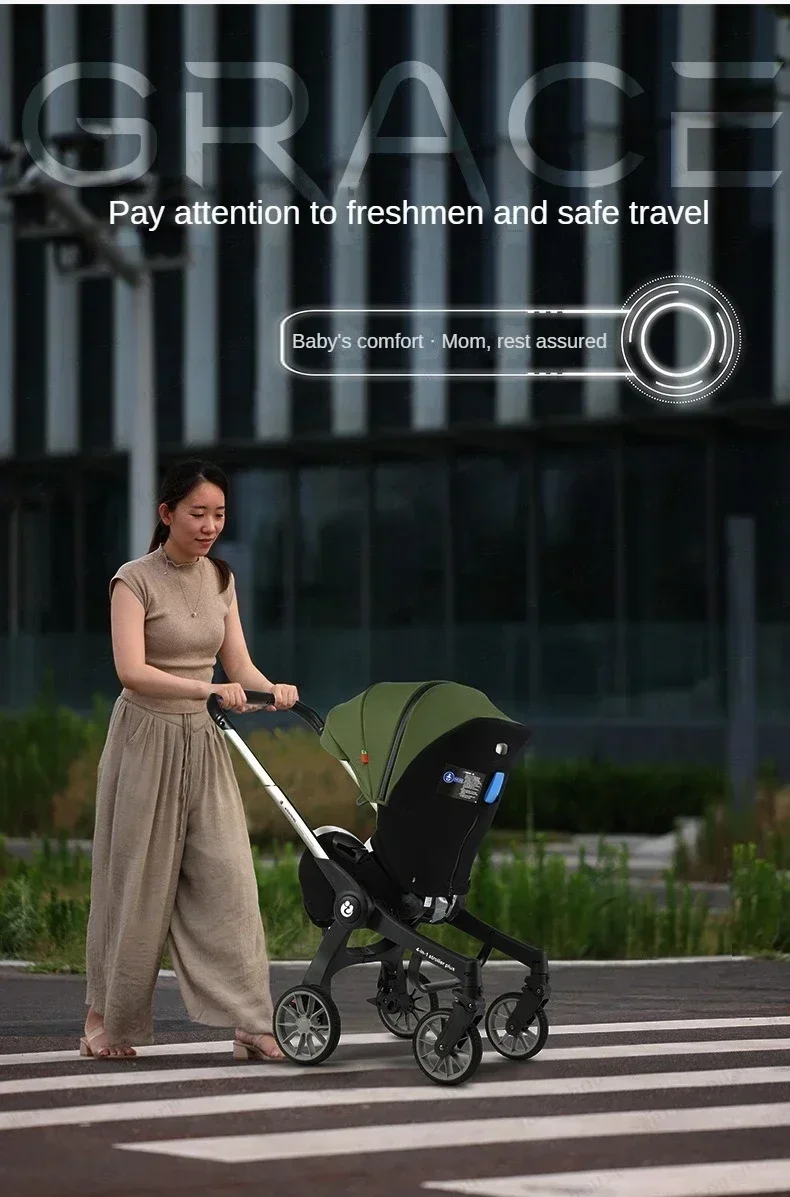 4-in-1 Multifunktionaler Kinderwagen Faltbar mit Autositz Tragbarer Babywagen EU-Lagerbestand 3-in-1 Kinderwagen – Detail 15