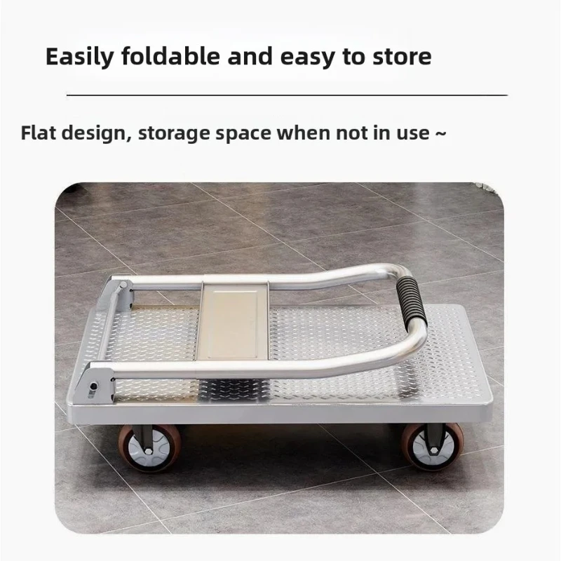 Wózek do ciągnięcia blach stalowych, wózek transportowy, wózek do ruchu ciężkiego, pogrubiony, składany, przenośny, cichy, przyczepa do ciągnięcia, wózek płaski.