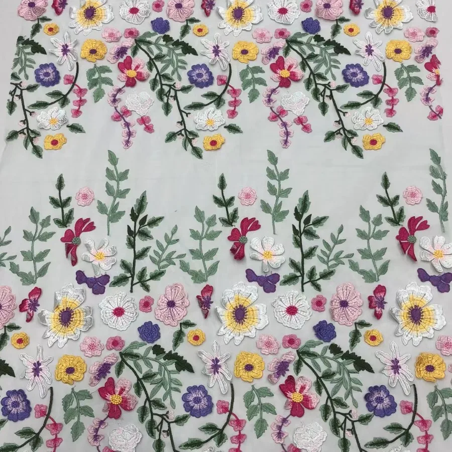 

Chrysanthemum mesh lace embroidered high-end fabric with full width