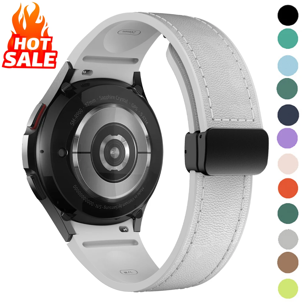 

Genuine Leather+silicone Strap for Samsung Galaxy Watch 7 6 5 4 44mm 40mm 20mm Bracelet Galaxy Watch6 Classic 47mm 43mm Band