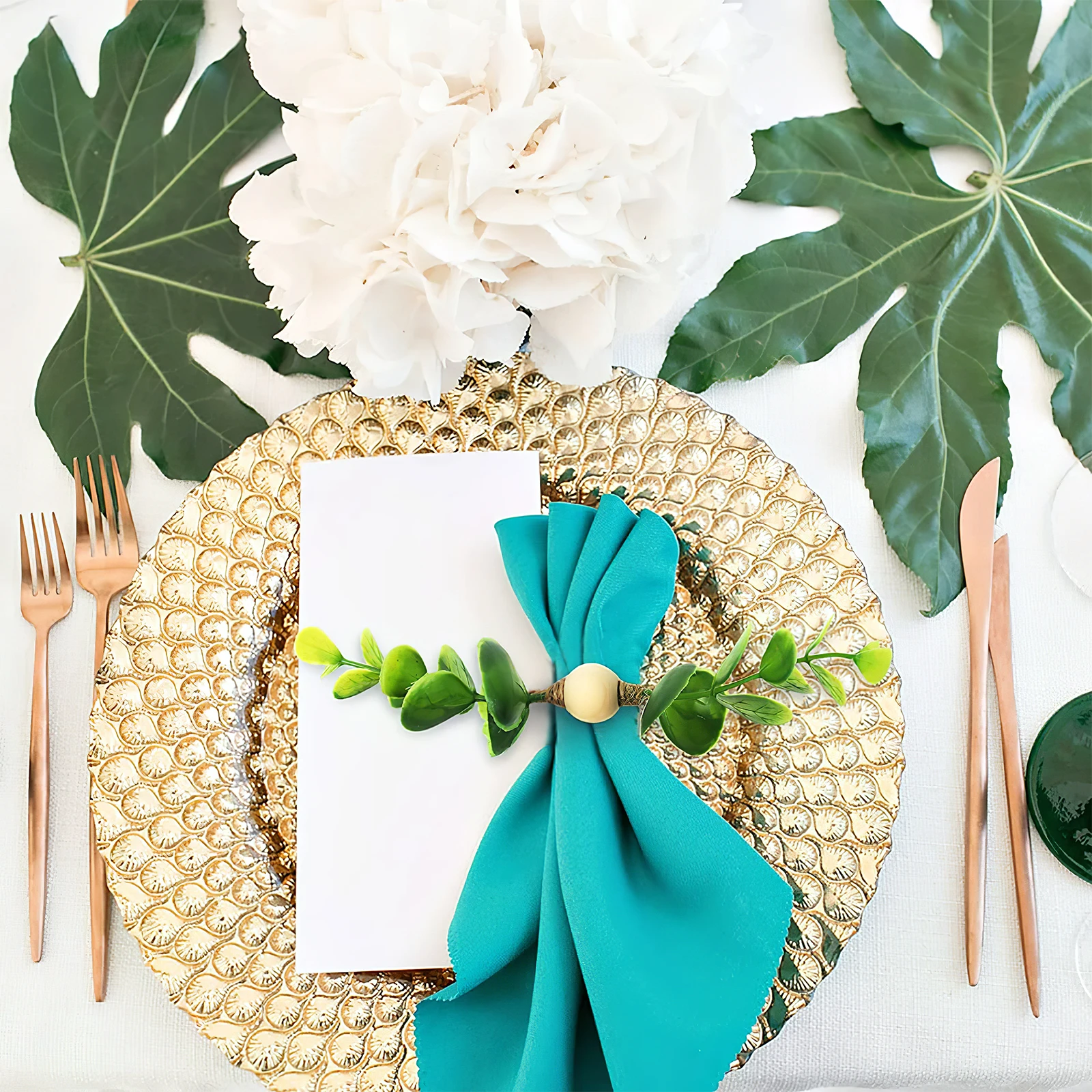 

6 Pcs Napkin Rings Eucalyptus Leaf Rustic Decorative Kitchen Home Restaurant Party Wedding Greenery Plant Modeling Buckles