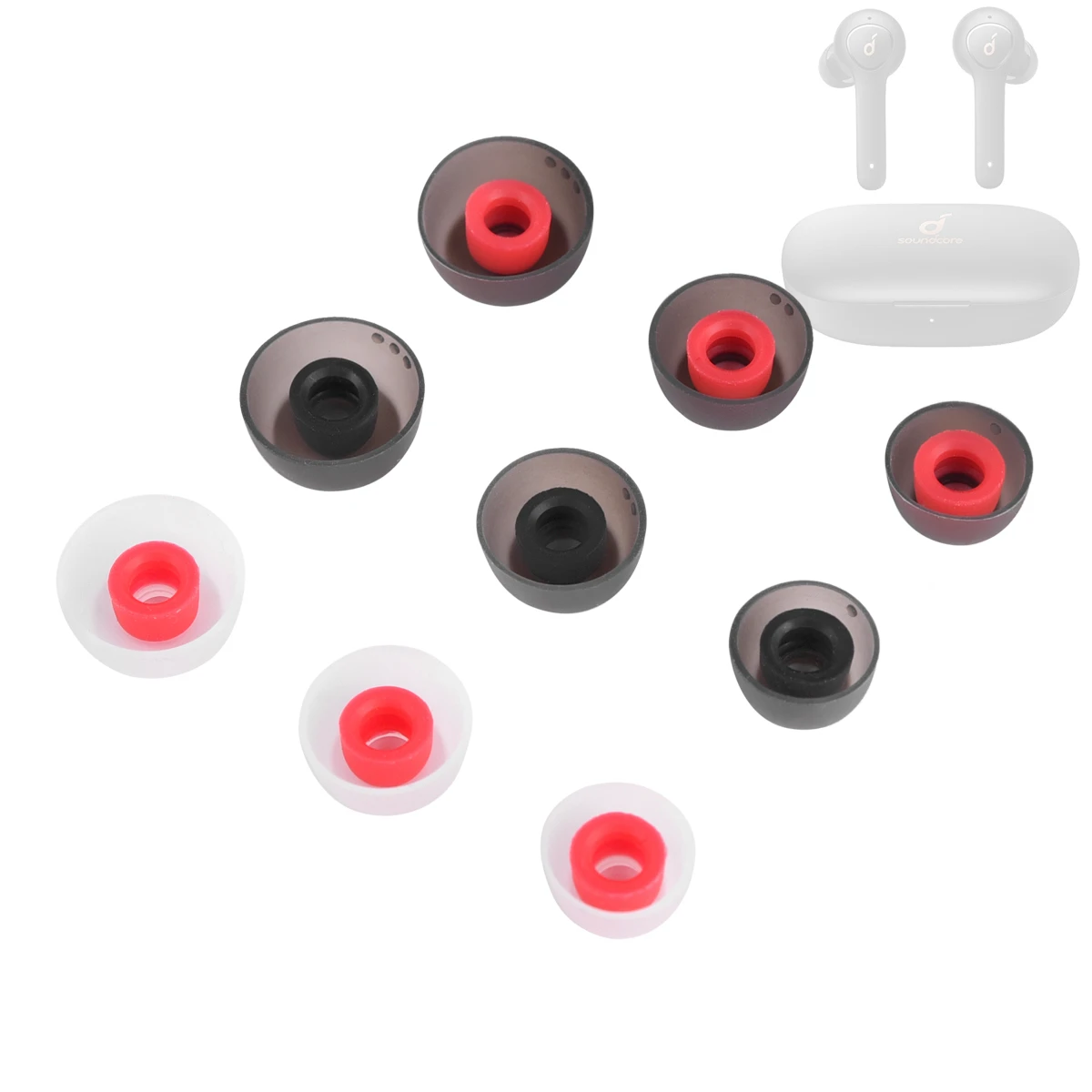 6Pcs Silicone Ear Tips for Anker Soundcore Life P2 P3 Eartips for SoundPEATS T2 T3 ANC Earbuds Tips TWS Earplugs Earphone 4-5mm