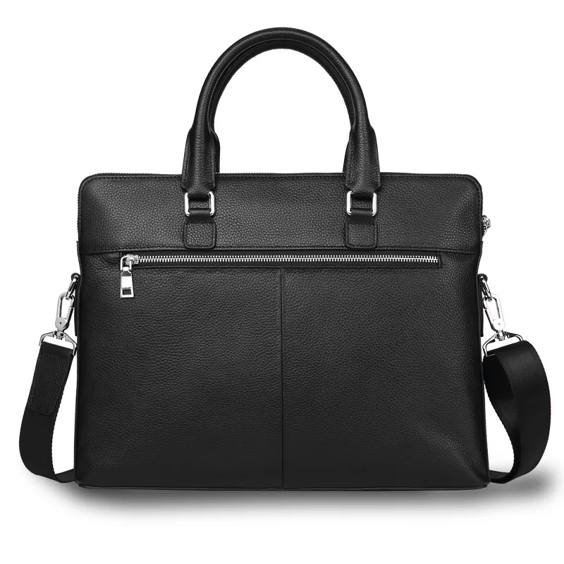 New Briefcase Business Genuine Leather Handbag Horizontal Top Layer Cowhide Men's Luxury Men Bag Single Shoulder Crossbody
