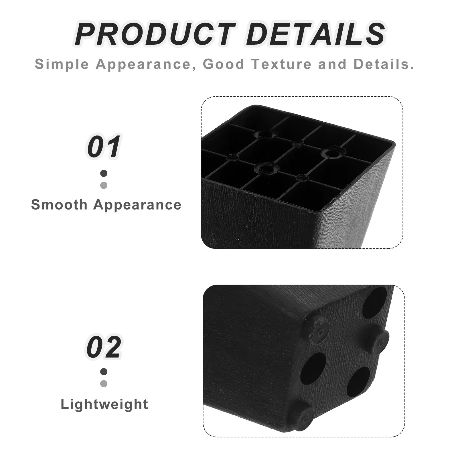 4Pcs Plastic Sofa Legs 7.5cm Tall Replacement Feet for Couch Bed Cabinet Furniture Floor Protection Nonskid Heavy Duty Riser