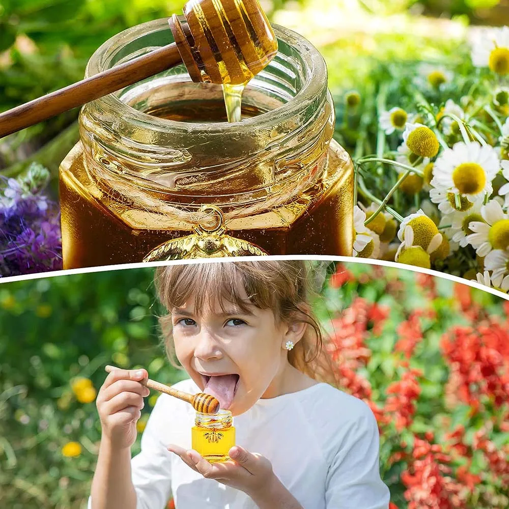 Mini Glass Jars Hexagon Honey Jar, Golden Bee Pendants, Canning Mason for Jam Honey, Baby Shower, Wedding Favors, Party Gifts