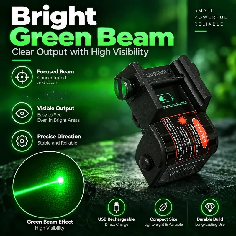 Shockproof Hanging‑Type Green Beam Unit Mini USB Direct Charge with Mount Base