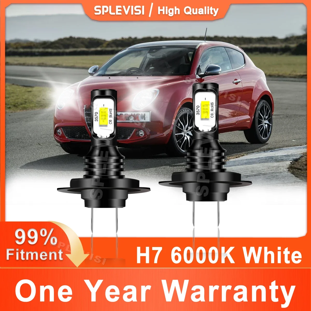 2x H7 Car Light Led Headlamp High/Low Beam XID White For Alfa Romeo Mito 2008 2009 2010 2011 2012 2013 2014 2015 2016 2017 2018