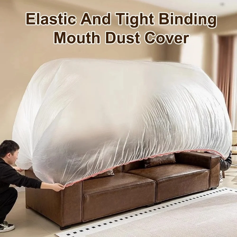 1PC Transparent Disposable Bed Dust Cover Waterproof Thick Plastic Furniture Protection Easy Application Elastic Edges