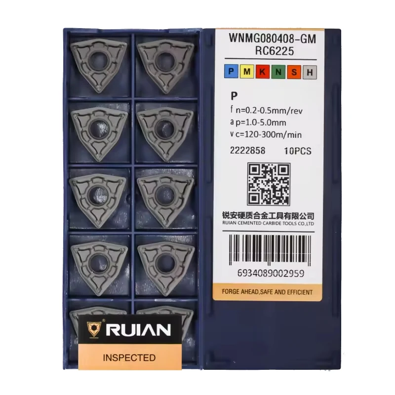 Imagem -03 - Torno Cnc Ferramentas de Corte Carboneto Torneamento Inserções para Aço Ruian Wnmg Wnmg080404 Wnmg080408 Wnmg080412 gm Rc6125 Rc6225 10 Pcs