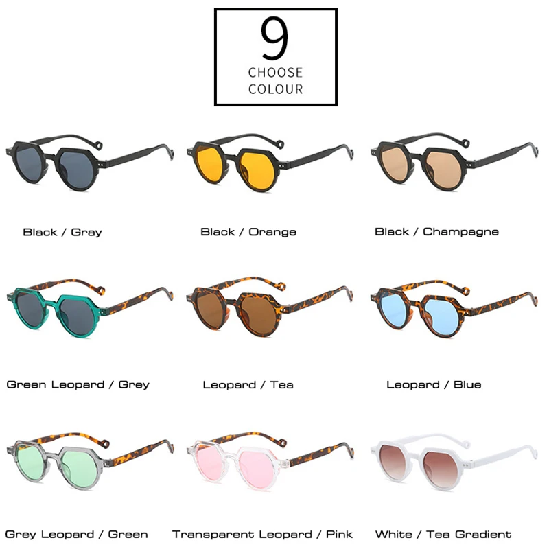 Okulary przeciwsłoneczne damskie SO&EI Fashion, małe owalne, UV400, vintage, punkowe, z nitami, w cukierkowych kolorach, okulary damskie, męskie okulary przeciwsłoneczne w panterkę. — zdjęcie 6