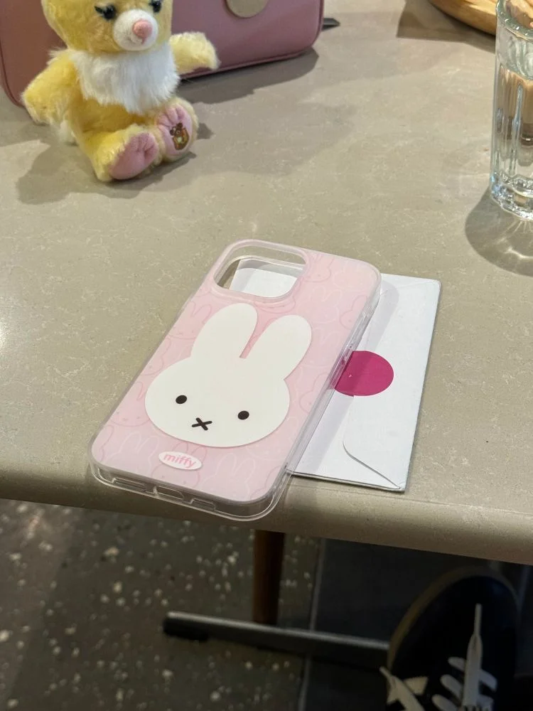 Miffy Phone Case IPhone 16 Cute Cartoon Anti-fall All Inclusive Silicone Layer Frosted Pink Protect Case IPhone15promax 14pro