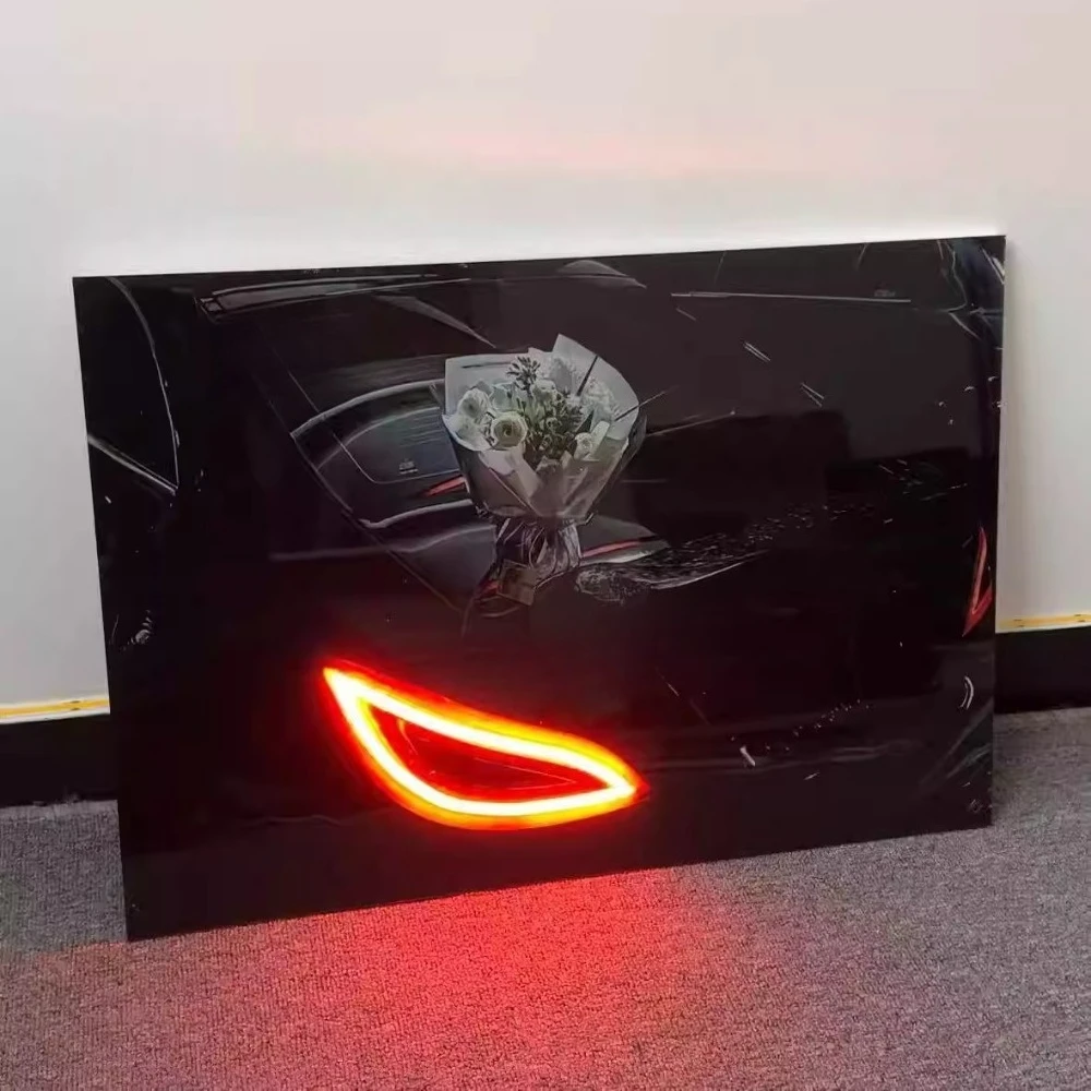 LED Luminous Car Mural Painting with Remote Control, Bedside Hanging Decor for Bedroom E-sports Room