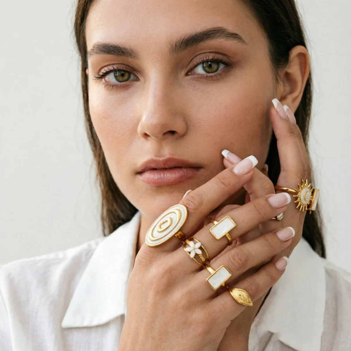 Edelstahl-Emaille-Spiral-Geometrie-Fingerringe für Damen und Herren, Vintage Französische Sonnen-Blatt-Blumen-Ringe, Modeschmuck für Partys. – Detail 10