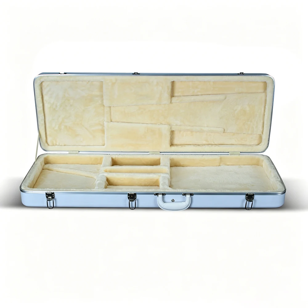 Waterproof Moisture Proof Fleece Lined White Hard Guitar Case With Double Shoulder Straps Protective Storage Box For Guitar