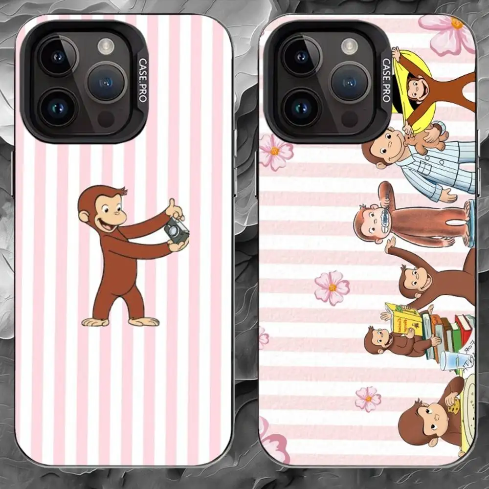 

Luxury Y2K Curious George Phone Case Color Silver Shell For IPhone 17 16 15 14 13 12 11 Pro Max Plus