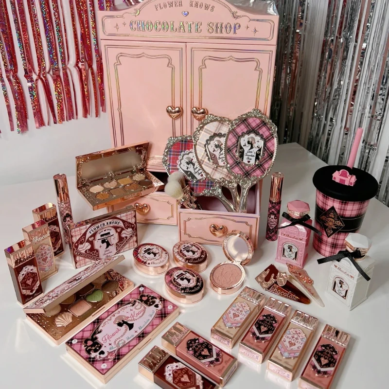 Flower Knows Chocolate Shop 8 cores paleta de sombras shimmer fosco camaleão prensado glitter sombra de olhos de longa duração