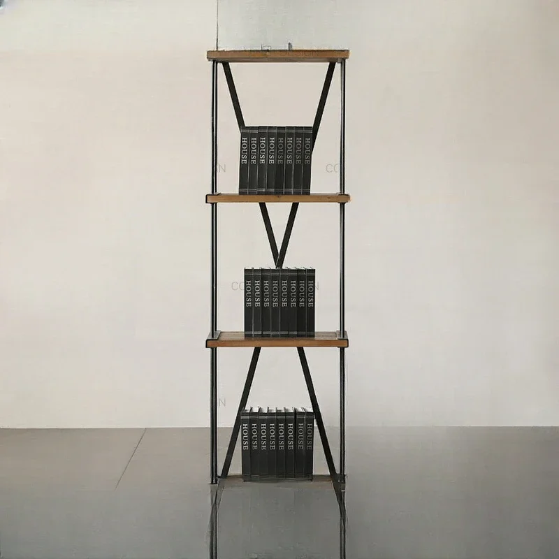 

Art bookshelf/wrought iron/old fir 4-layer jewelry shelf/shelf/bogu shelf