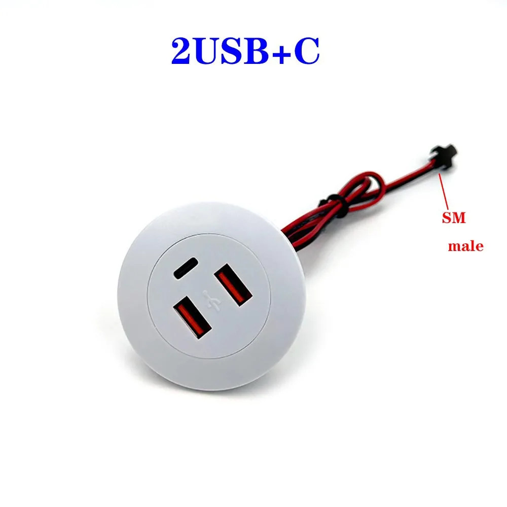 Embedded Desktop 2USB TYPE-C Charger Furniture Sofa Socket Multifunctional Concealed Fast Charging Cable Connector SM