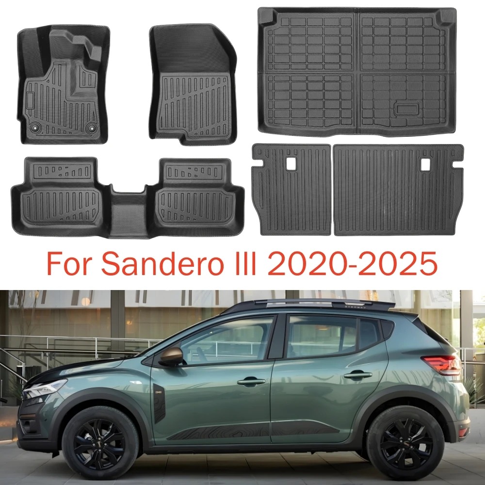 TPE-Autofußmatten für Dacia Sandero 2025 2024 2023 2022 2021 2020 Kofferraummatte Schutzmatte Bodenbelag Kofferraummatten LHD – Detail 1
