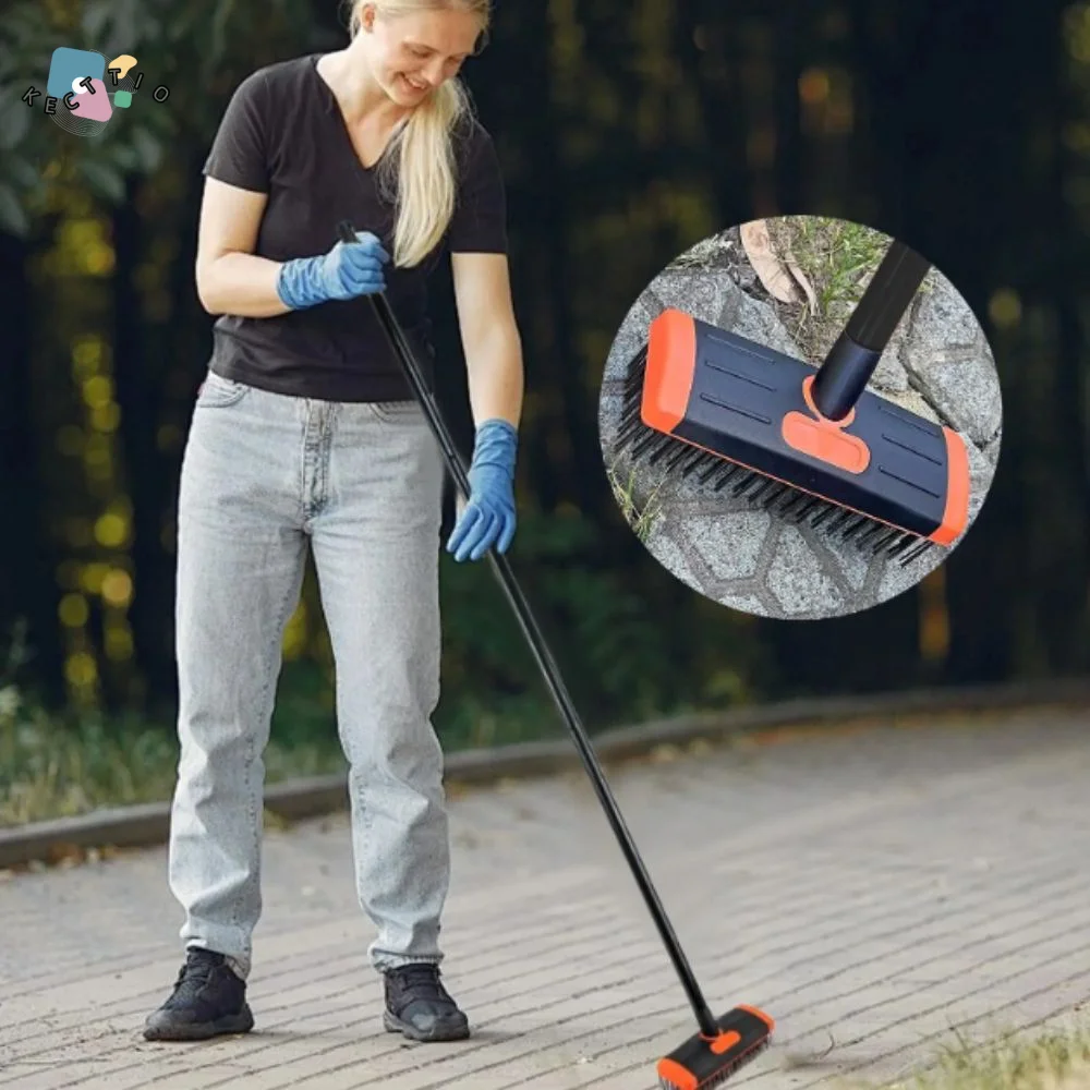 

Adjustable Handle Weed Remover Tool 2 Brush Head 3 In 1 Weeding Brush Manual Crevice Replaceable Brush Heads Gardening Tool