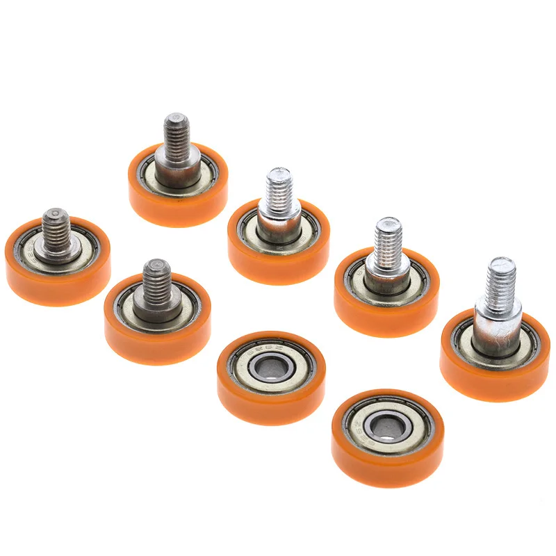 [F0622-7]HIGH QUALITY 1PCS 626zz 696 Ball Bearing Coated with POM Plastic PA Low Noise Sliding Wheel M6*22*7 Screw Orange Wheel