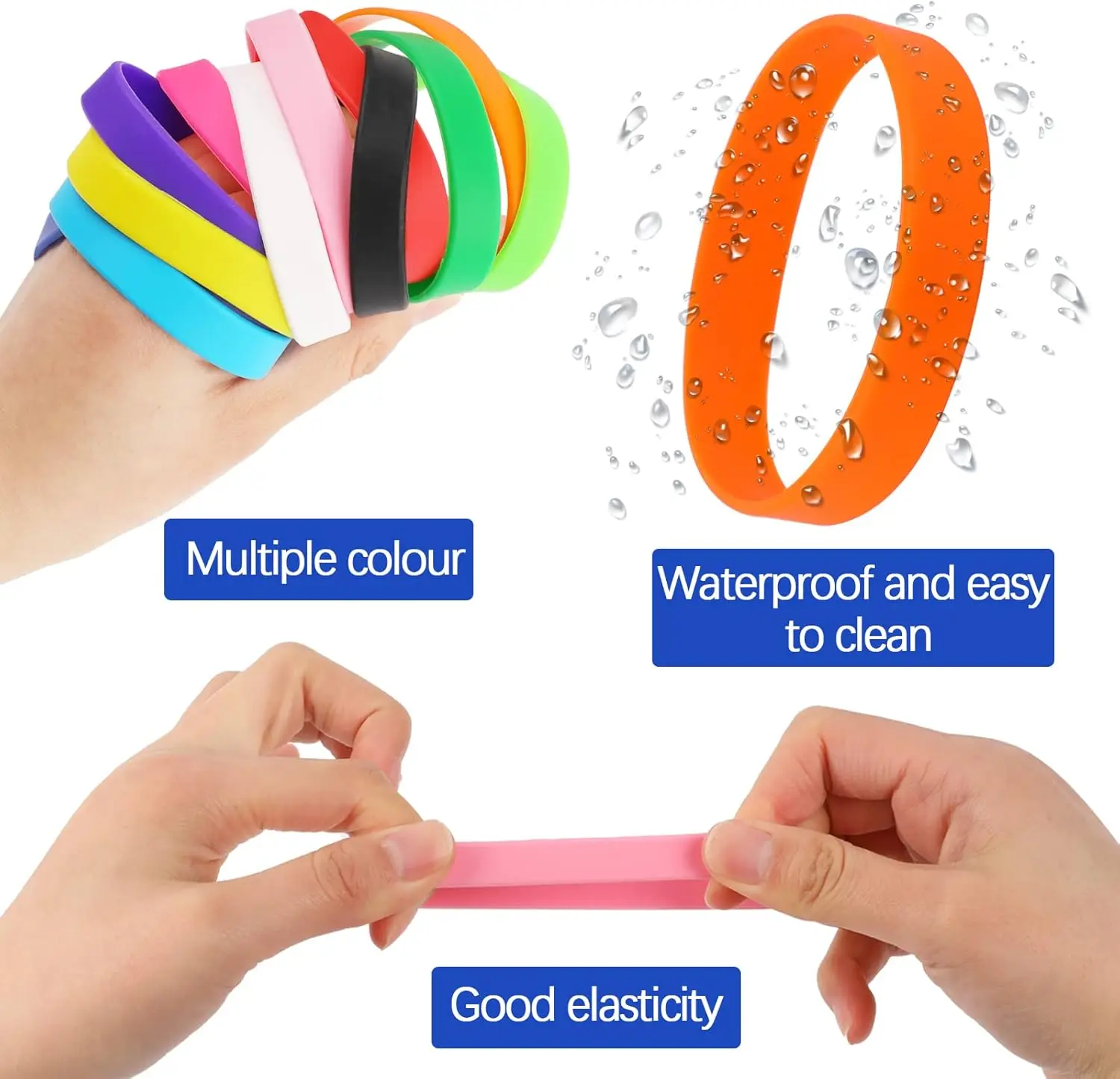 24Pcs Silicone Bracelet Colored Rubber Wristbands Stretch Wristbands for Events Sports Games Teams Party Favors for Women & Men