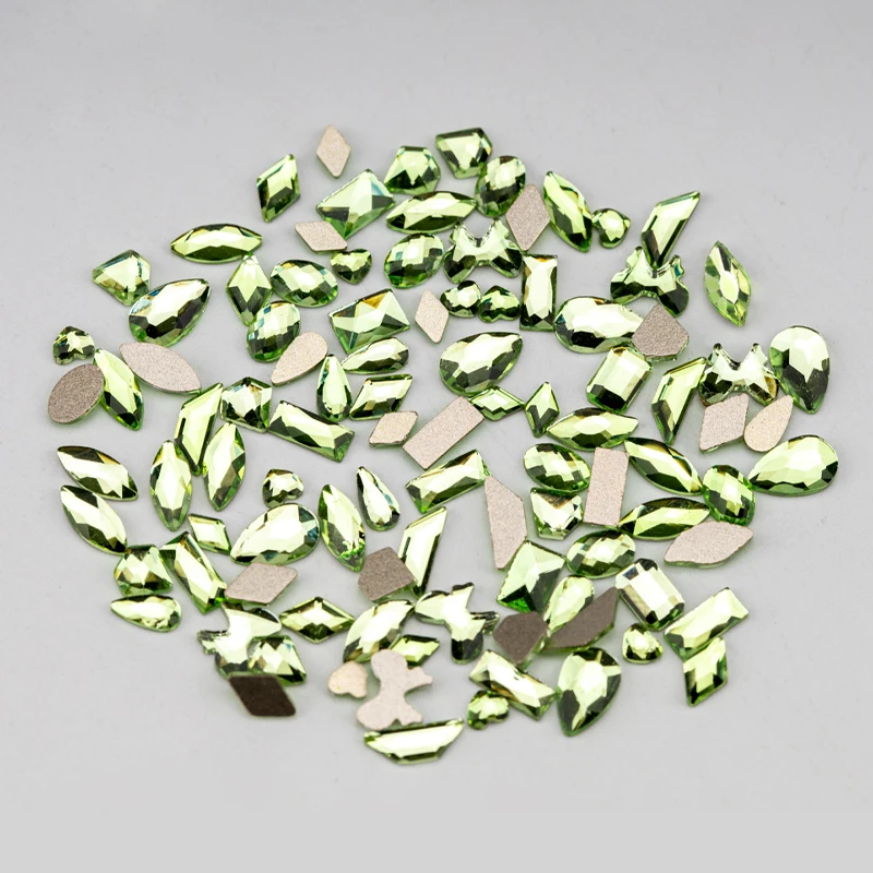 VDD 100/500Pcs New Color Mixed Shape Glass Crystal Rhinestones Flatback Strass Glitter Shiny Nail Art DIY Decoration Accessories