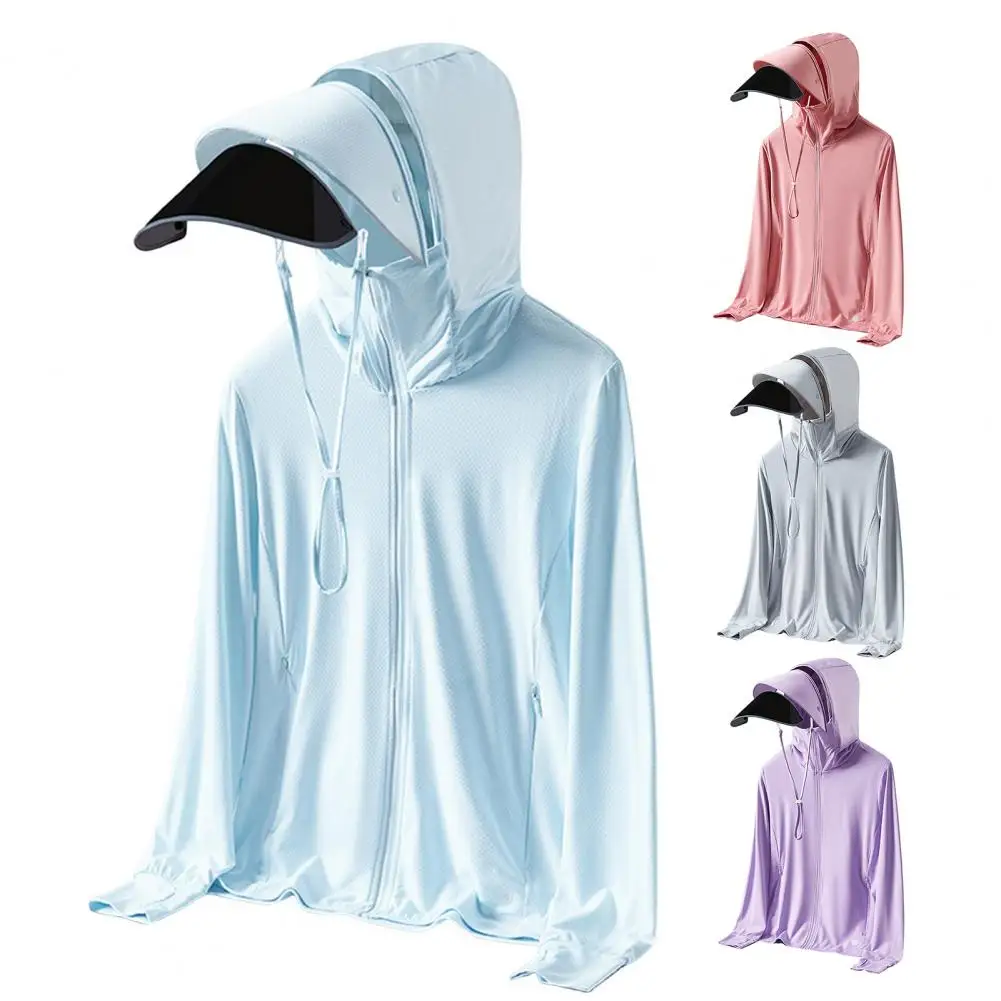 

Fashion Loose Sunscreen Coat Women Quick-Drying Windproof Sun-Protective Tops Out Wear Solid Color Hooded Jacket Female