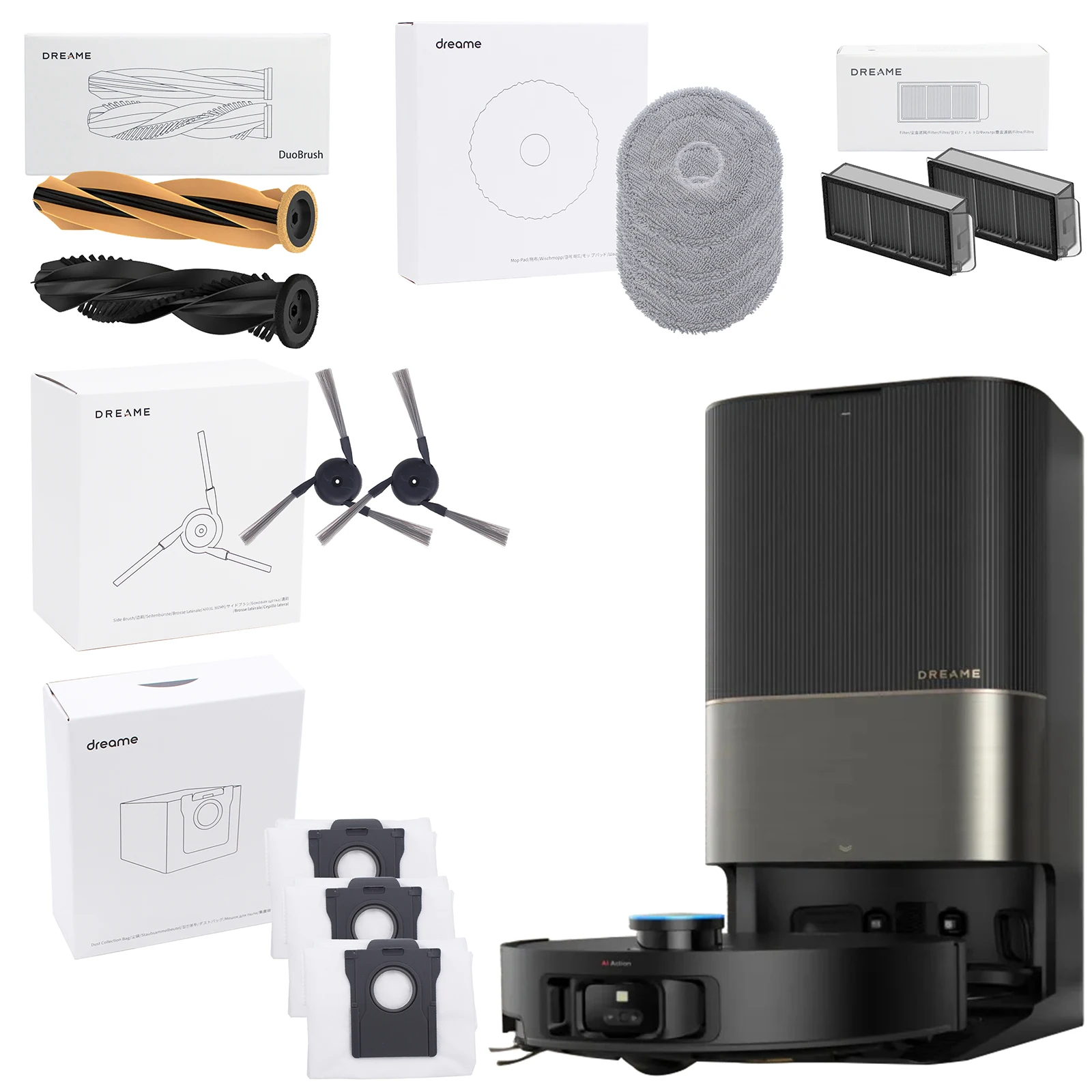 Rouleau d'aspirateur Robot Dreame X50 Ultra/L50 Ultra/L40s Ultra Original, brosse latérale, filtre, vadrouille, sac à poussière, accessoire