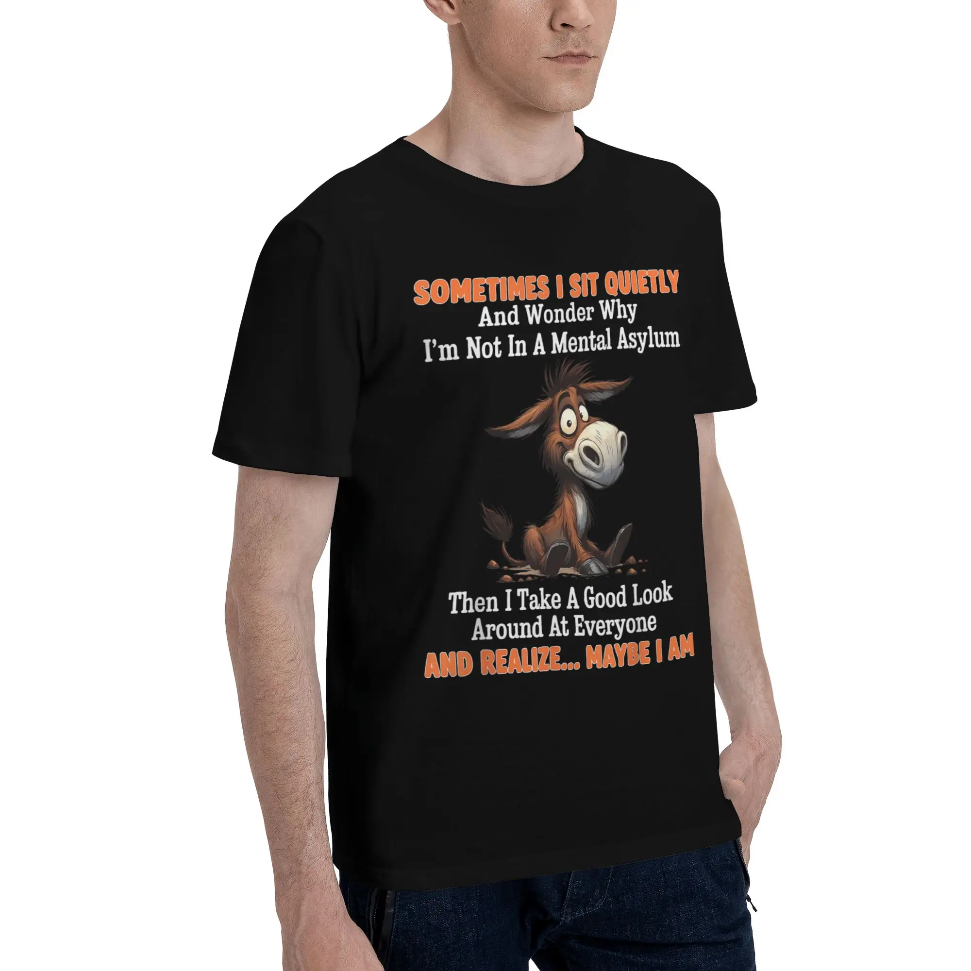 Men Women Graphic Printed Sometimes I Sit Quietly T Shirt Tee Pure Cotton  T-shirts Clothes