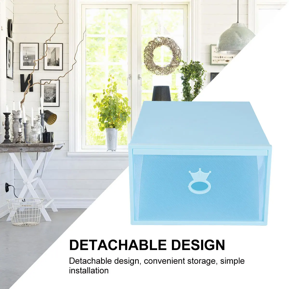 

Transparent Thickened Plastic Shoe Box Storage Container Foldable Drawer-Type Shoes Organizer Large Capacity Moisture Resistant